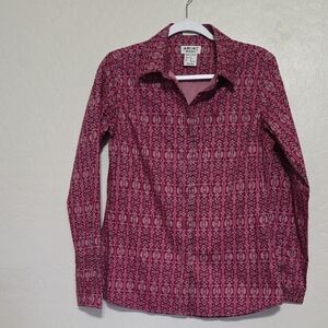 Ariat Pink and Dark Pink Geometric Button-Up